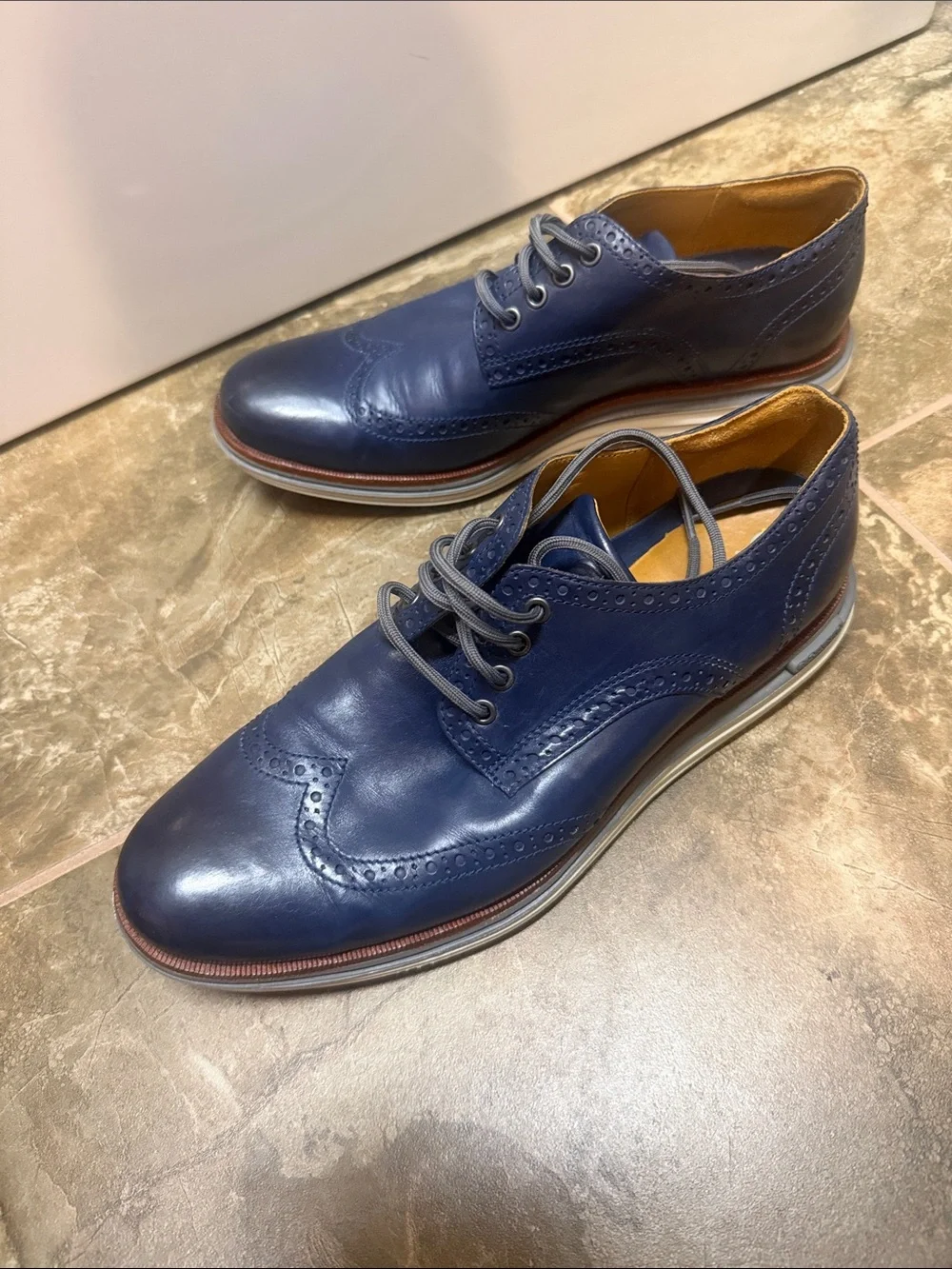 Cole Haan Men's Leather Wingtip Oxfords in Blue